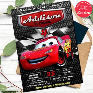 Disney Cars 3 Invitation Customizable Template Instant Download