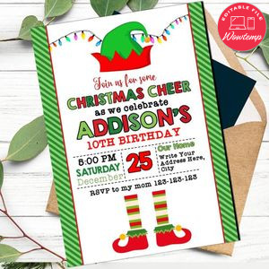 Elf Invitation Customizable Template Instant Download