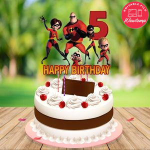 The Incredibles 2 Birthday Cake Topper Template Printable Instant Download