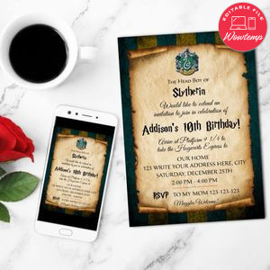 Slytherin birthday Flyer Customizable Template Instant Download