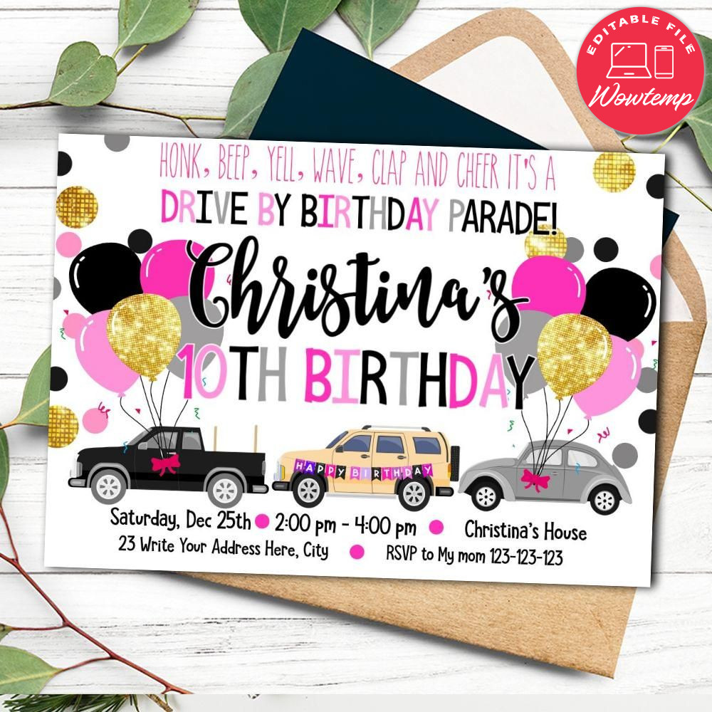 Birthday Parade Invitation Template Instant Download | Wowtemp