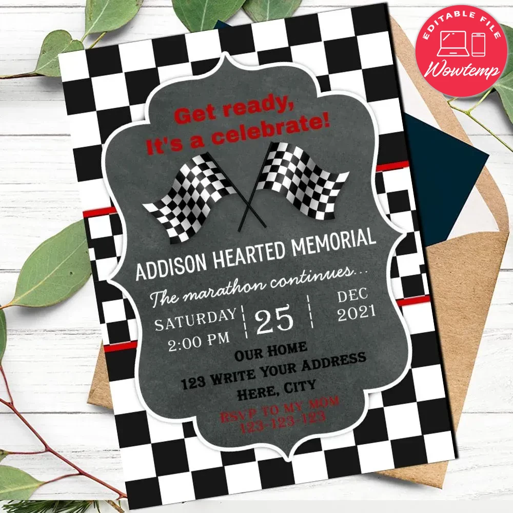 Racing Car Invitation Template to Print at Home | Wowtemp