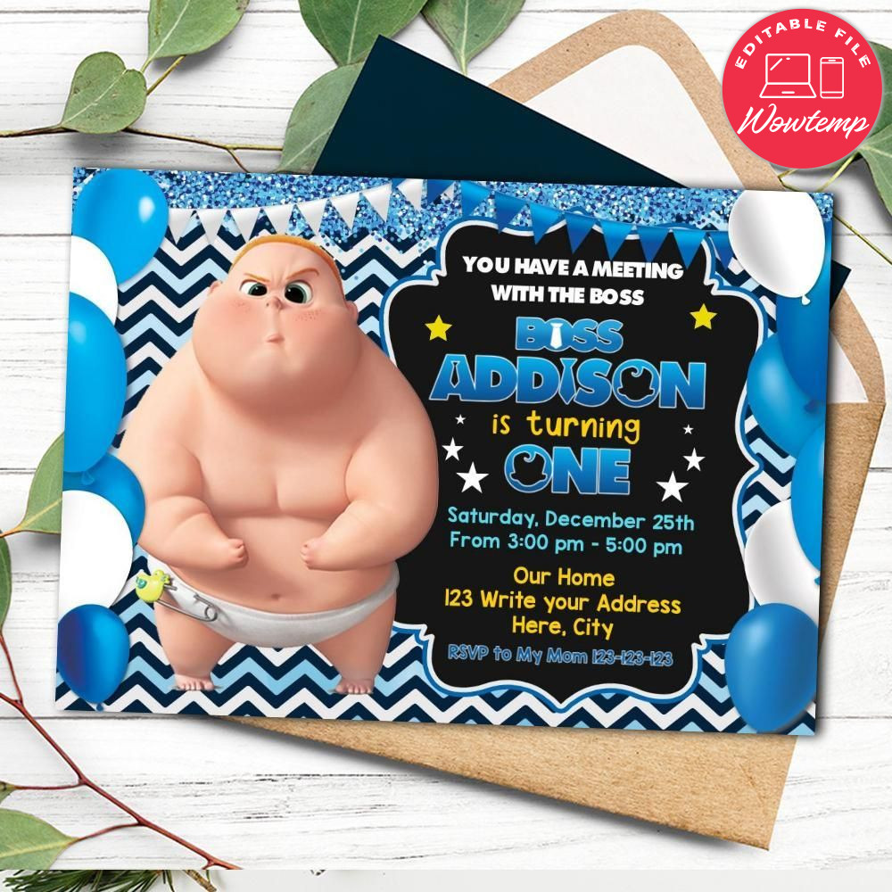 Boss Baby Jimbo Birthday Flyer Template to Print at Home Instant Download