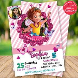 Editable Fancy Nancy Birthday Party Invitation With Photo Instant Download