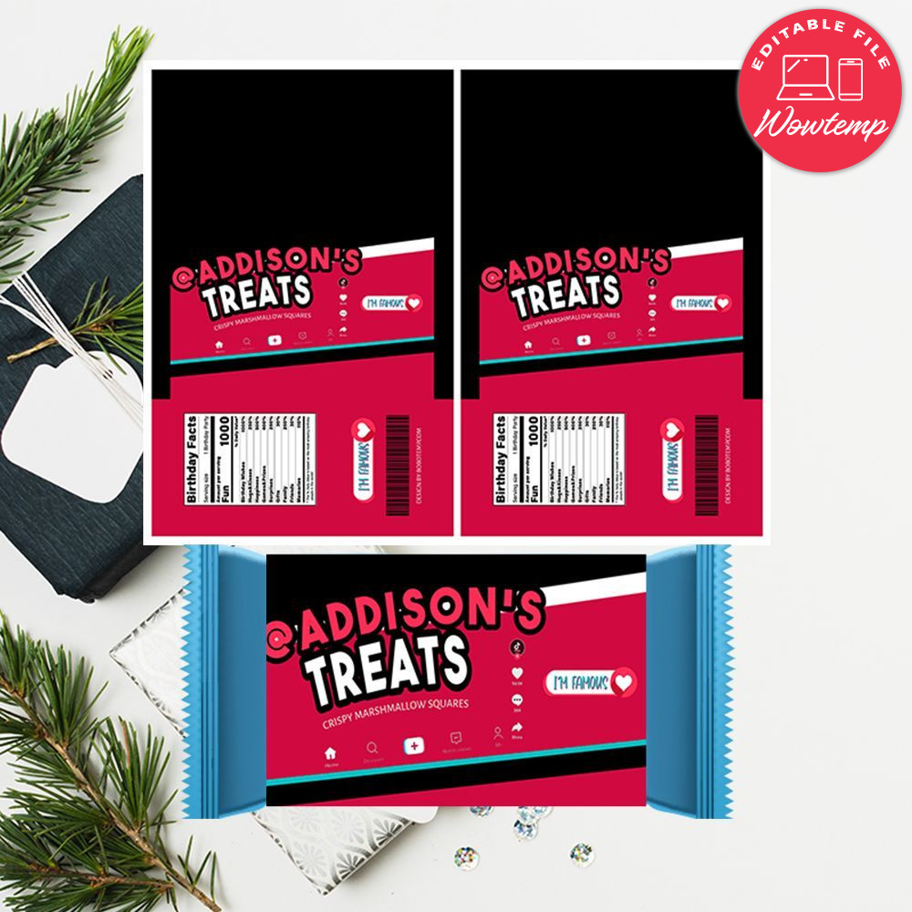 Tik Tok Rice Krispie Treat Digital File Printable DIY Wowtemp
