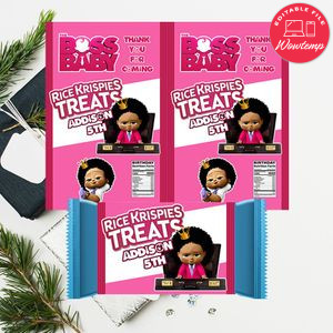 African American Girl Baby Boss Rice Krispie Treat Digital File Printable Instant Download