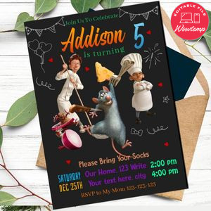 Ratatouille Movie Invitation Template to Print at Home Instant Download