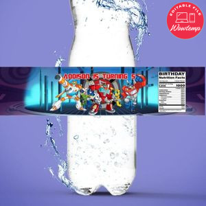 Rescue bot Water Bottle Label Template to Print at Home Instant Download