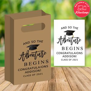 Graduation Party Favors Bag Custom Label to print at home Instant Download