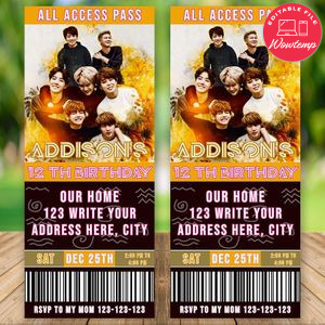 Editable BTS Party Invitation Instant Download