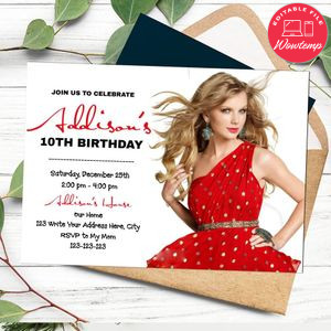 Taylor Swift Birthday Flyer Template to Print at Home Instant Download