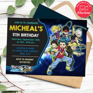 Beyblade Birthday Invitation Customizable Template Instant Download