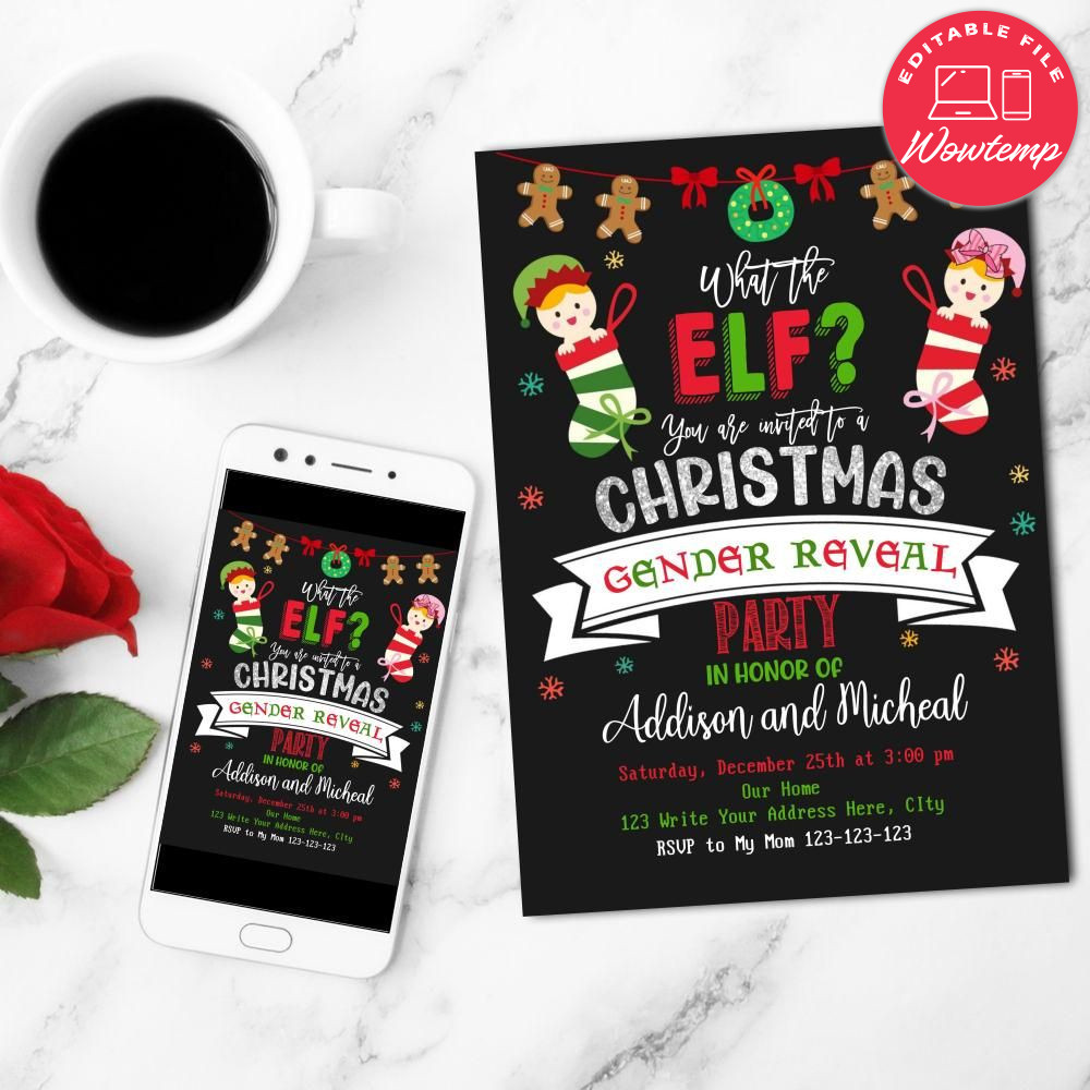 What the elf Invitation Customizable Instant Download | Wowtemp