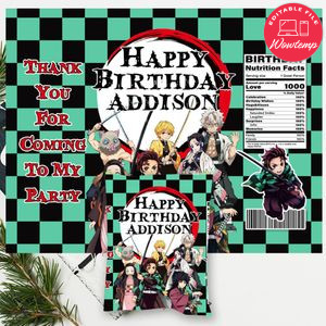 Demon slayer Chip Bag Digital File Printable Instant Download