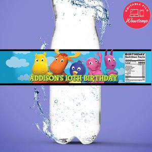 Backyardigan Water Bottle Label Template to Print at Home Instant Download