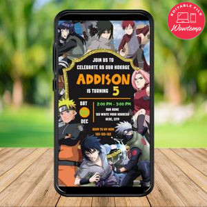 Mobile Naruto Electronic Invite Invitation Template Instant Download