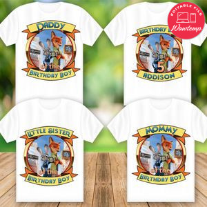 Printable Zootopia T Shirts Family Templates Instant Download