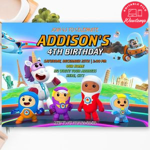 Printable Go Jetters Birthday Party Invitation Instant Download