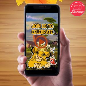 Lion King Video Invitation Digital Template Customizable Instant Download