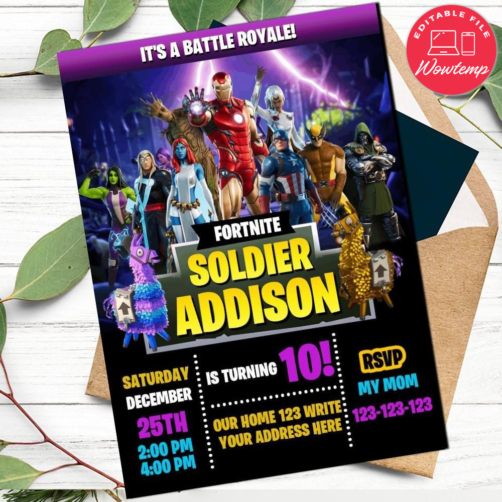 Gamer Marvel Birthday Flyer Printable Instant Download