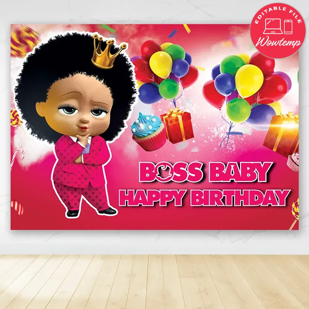 African Girl Boss Baby Backdrop Digital File Printable DIY Wowtemp