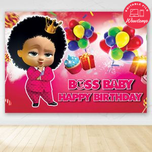 Printable African Girl Boss Baby Backdrop Digital File Instant Download