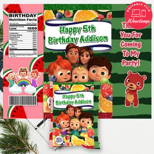 Cocomelon Fruit Snack Bag Digital File Printable Instant Download