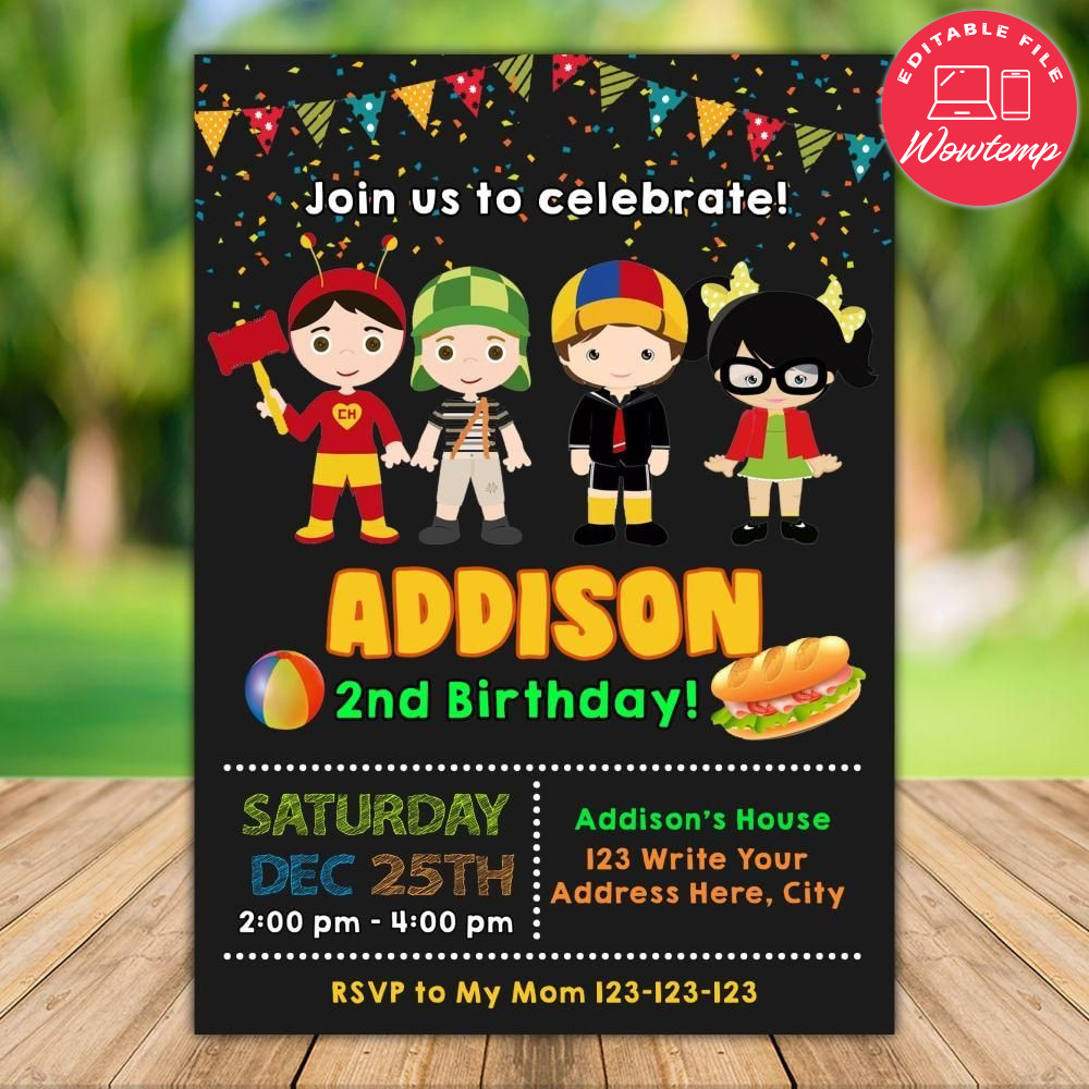 Printable El Chavo del ocho Birthday Flyer Instant Download