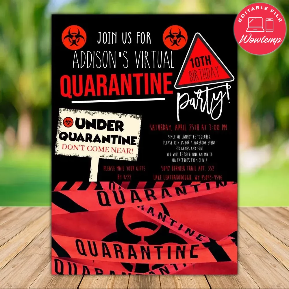 Printable Biohazard Birthday Invitation Template Instant Download | Wowtemp
