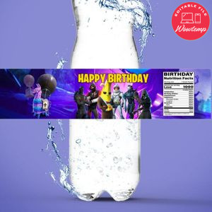 Video Game Birthday Water Bottle Label Template to Print at Home Instant Download