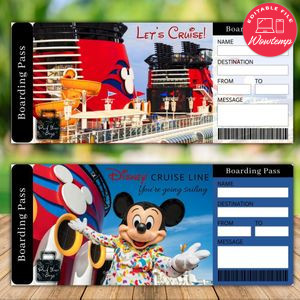 Editable DISNEY CRUISE Surprise Trip Tickets Instant Download
