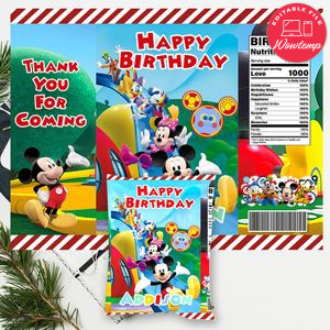 Mickey Mouse Clubhouse Birthday Chip Bag Digital File Printable Instant Download