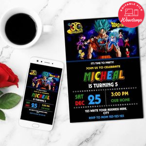 Dragon Ball Heroes Birthday Invitation Customizable Template Instant Download
