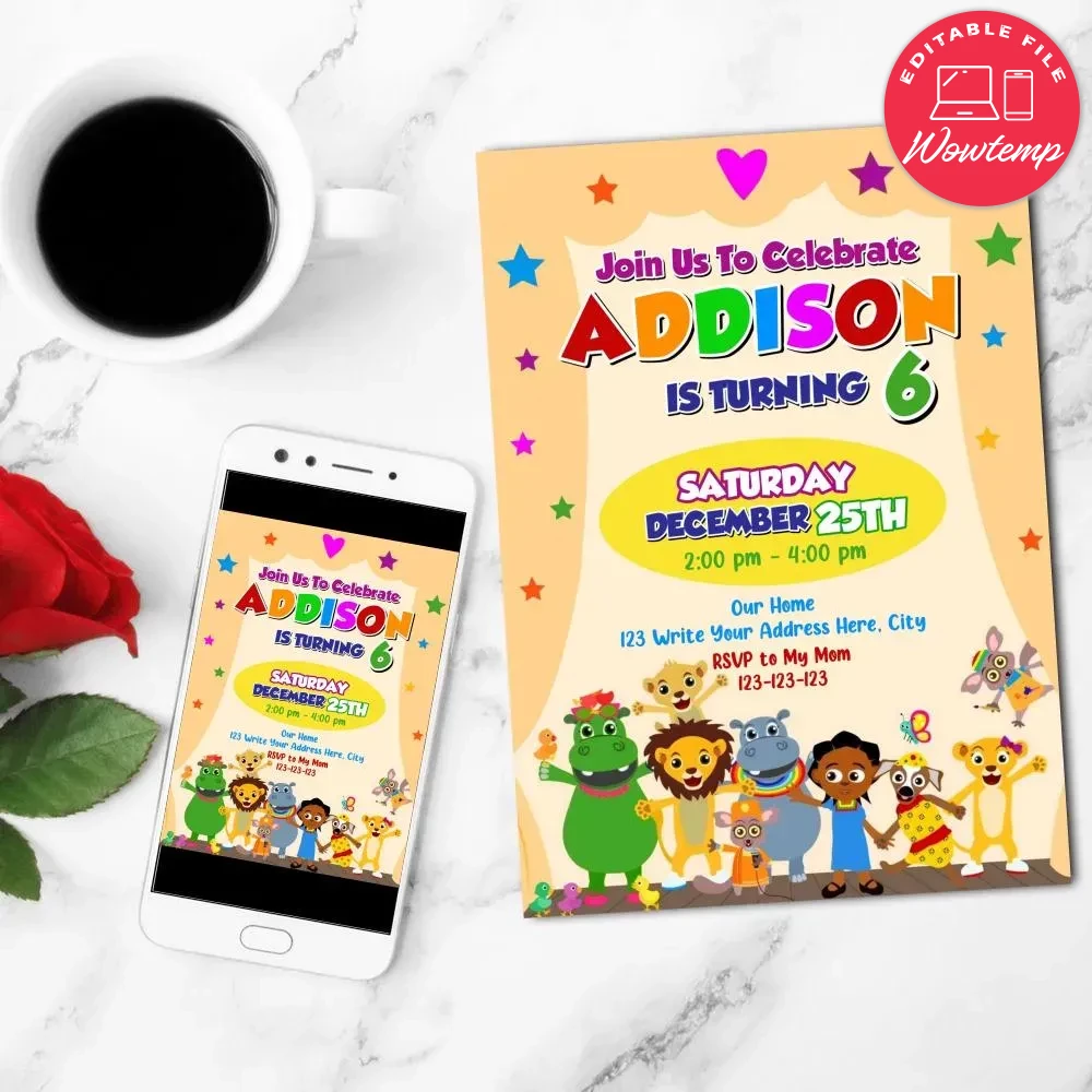 Akili and Me Invitation Customizable Template Instant Download | Wowtemp