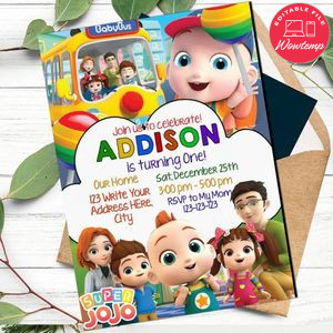 Super JoJo Invitation Template to Print at Home Instant Download