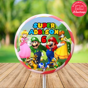 Super Mario Lollipop Labels Digital File Printable Instant Download