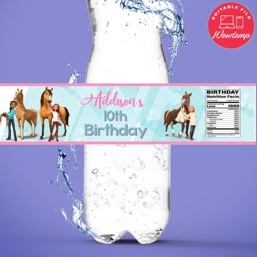 Spirit Riding Free Water Bottle Label Template DIY | Wowtemp