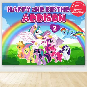 My Little Pony Birthday Backdrop Digital File Template Instant Download