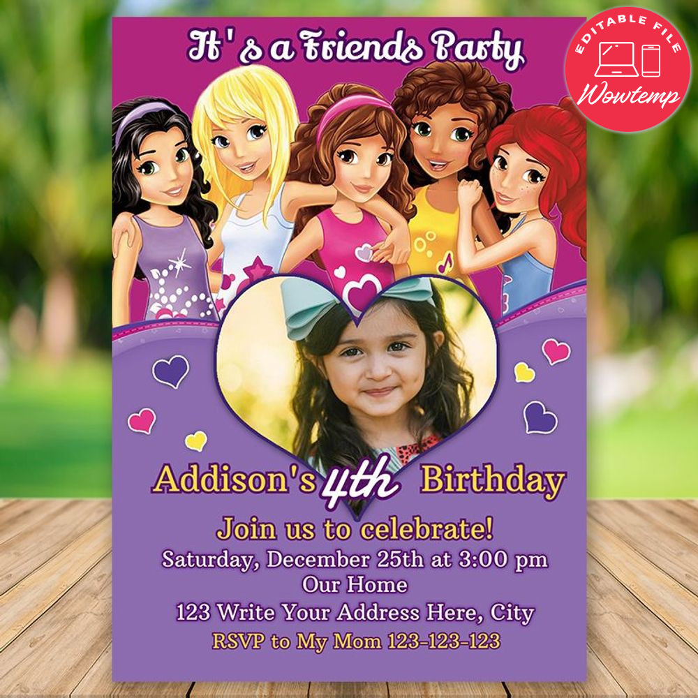Editable Lego Friends Birthday Flyer Instant Download