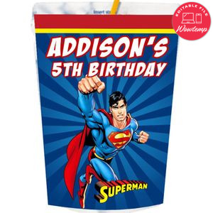 Superman Capri Sun Labels Digital File Printable Instant Download