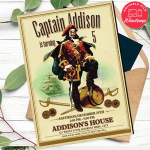 Captain Morgan Birthday Flyer Template to Print at Home Instant Download