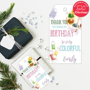 Watercolor Art Party Thank You Tag Printable Instant Download
