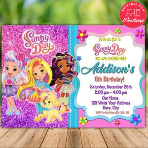 Printable Sunny day Birthday Party Invitation Instant Download