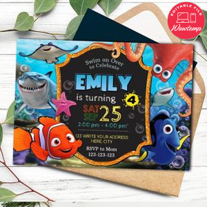 Nemo Invitation Template to Print at Home Instant Download
