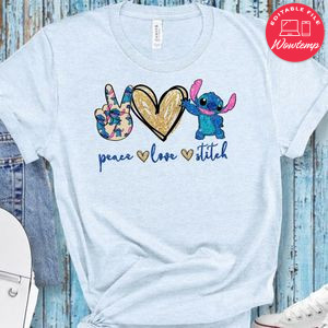 Peace Love Stitch Cute Gift T-Shirt