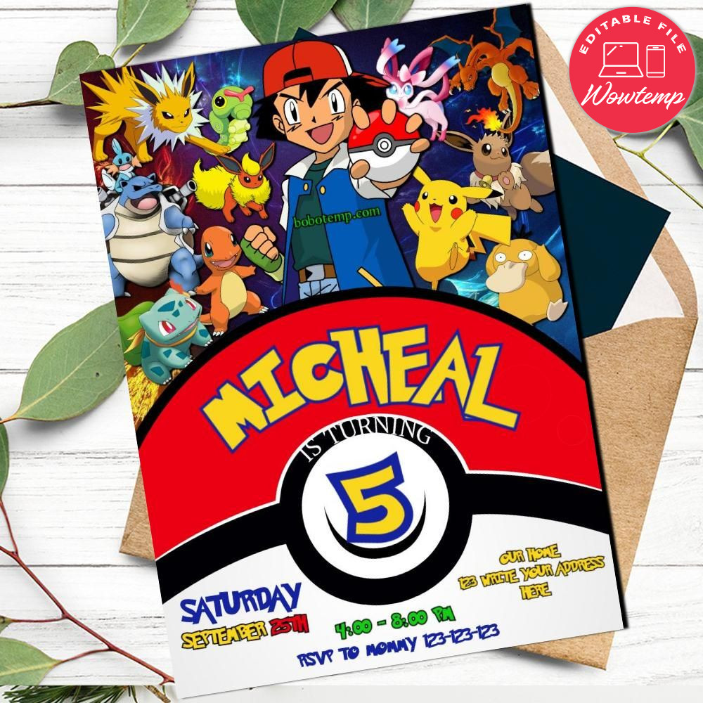 Pokemon Digital Invitation Printable | Wowtemp