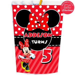 Minnie Mouse Capri Sun Labels Digital File Printable Instant Download