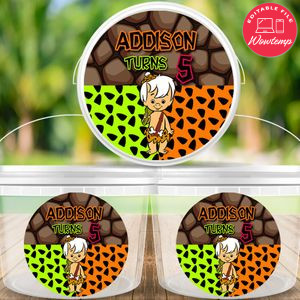 Boy Flintstone Cup labels Digital File Printable Instant Download