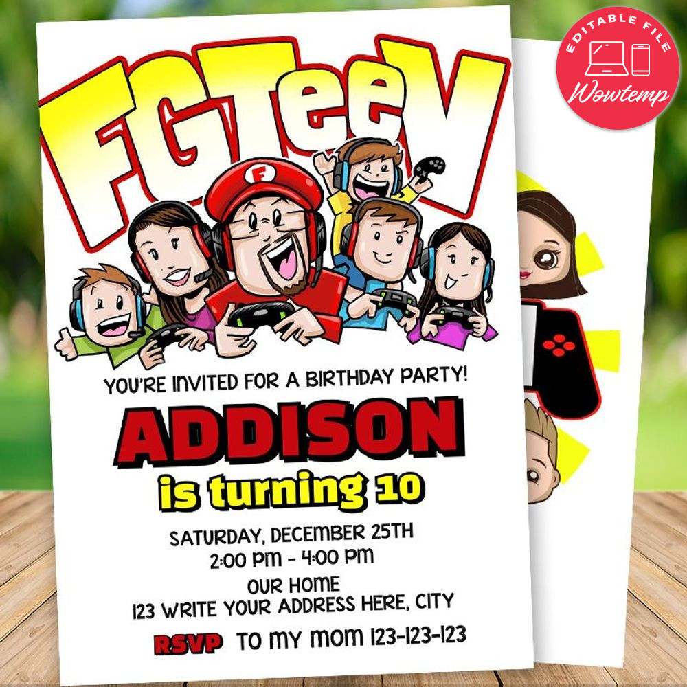 Editable Fgteev Birthday Flyer Instant Download