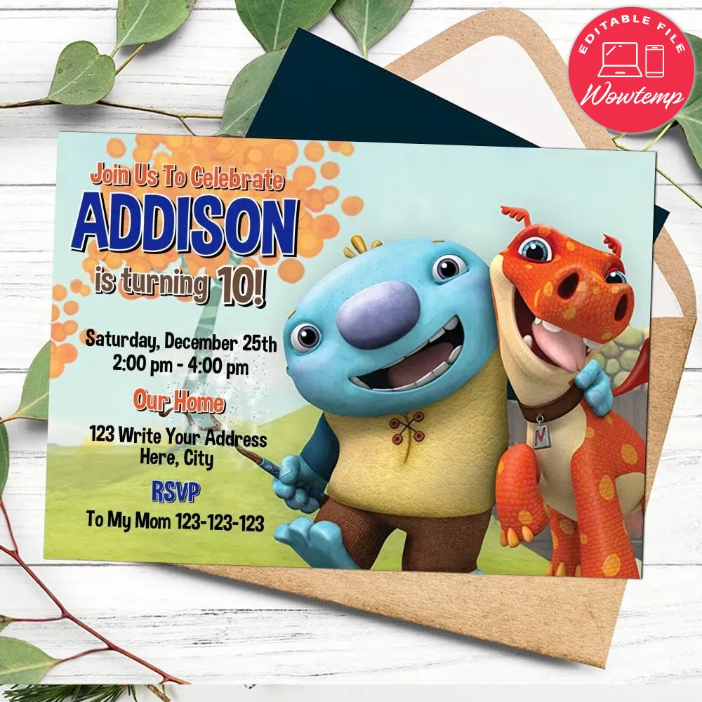 Printable Wallykazam Birthday Invitation Instant Download Wowtemp
